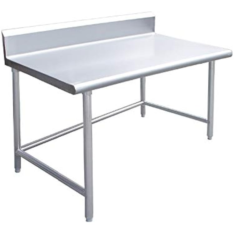KPS Commercial Stainless Steel Work Prep Table 30 x 60 with Crossbar Open Base and 4 Backsplash - NSF