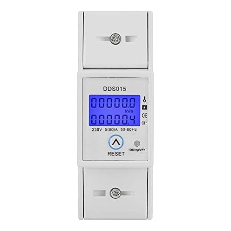 Single Phase Energy Meter 5-80A 230V 50Hz Electric KWh Meter LCD Energy Meter Watt Meter, DDS015 Single Phase Din Rail KWH Energy Meter