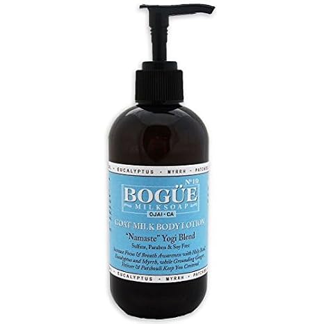 Goat Milk Body Lotion-BOGUE No.19 BESPOKE "Namaste" Yoga Blend brings Breath awareness with Holy Basil, Eucalyptus & Myrrh, grounding Ginger, Vetiver & Patchouli keep you centered