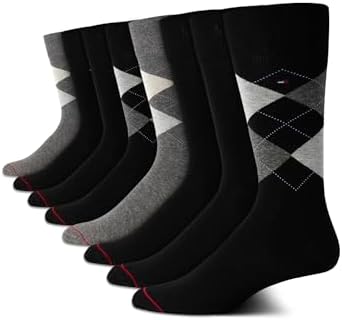 Tommy Hilfiger Mens Dress Socks - 8 Pack Lightweight Everyday Crew Work Socks for Men for Casual and Formal Wear