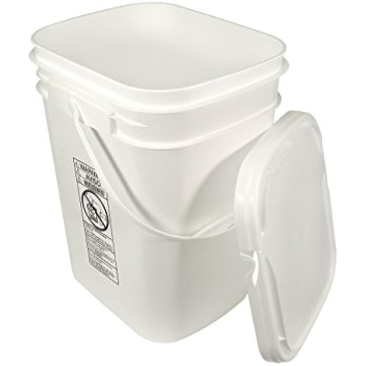 5.3 Gallon White Rectangular BucketPail with Hinged Snap Lid