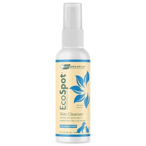 Vet Organics Hot Spot Spray for Dogs and Cats EcoSpot 4 Oz. Natural Skin Soother Solution for Cat and Dog Allergy Support, Itch Relief, Rashes, and Raw Skin Cat and Dog Health Supplies