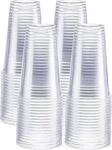 16 oz Clear Plastic Cups with Dome Lids and FREE Straws Crystal Clear PET Cup and Dome Lid with Hole for Cold Drinks To Go Iced Coffee Juice Soda Bubble Boba Tea Smoothie (100 Sets)