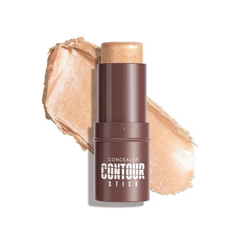 Highlighter Stick, Sheer Glow Cream Highlighter for Natural Radiant Skin, Blendable & Buildable Color, Non Caking, Long Lasting, SweatProof & Cruelty-Free, For All Skin Tones 04 Champagne Shimmer