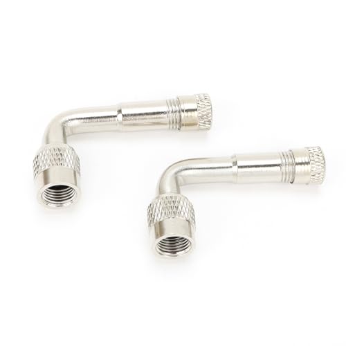 2 PCS 90 Degree Metal Valve Stem Extenders, Universal Valve Stem Extensions Compatible for Dual Wheels Passenger Cars, Stroller, RV, Motorcycles, Bicycles, Trailers