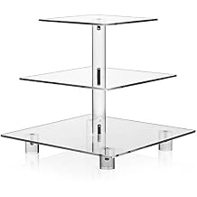 Acrylic Cupcake Stand, Clear Dessert Tower Holder Display with Base for Wedding, Party, Baby Shower, 3 Tier Square, Transparent