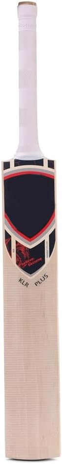 KLR Plus Kashmir Willow Cricket Bat, Handcrafted Grade R Willow with Web Tape Front  Sticker Back Kashmir Willow Handle, Red and Black, Large