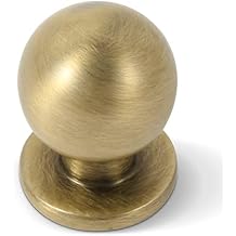 khtumeware 25 Pack 1 Inch (25mm) Diameter Round Solid Vintage Brushed Antique Brass Finish Kitchen Cabinet Knob.