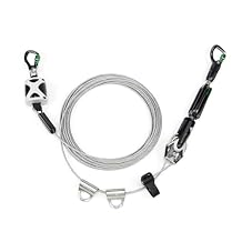 MSA 10219289 Temporary Cable Horizontal Lifeline for 2 Workers, 60' with Bypass Shuttles, Tool Free Install Process, Lightweight and Durable Steel Cable, Easy to Read Tension Indicators
