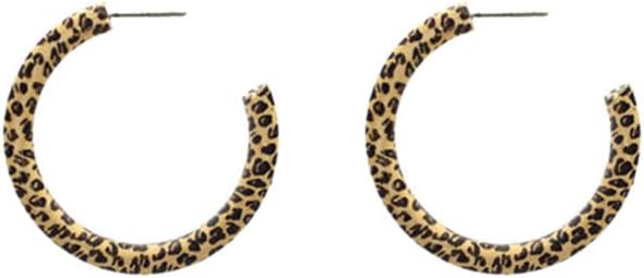 Geometric Stylish Hoop Earrings - Acetate, Natural Wood Statement, For Women, Ethnic Wood Disk, Teardrop, Leopard Print