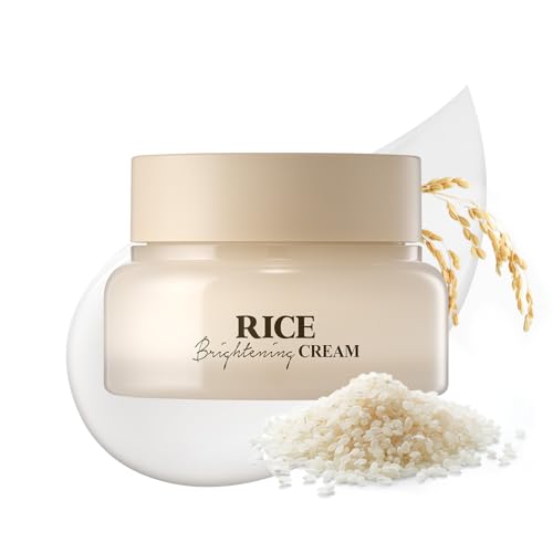 SKINFOOD Rice Brightening Cream, Korean Face Moisturizer with 48 Hours Fermented Rice Water, Korean Skin Care Rice Moisturizer for Natural Glow Glass Skin, Nourishing, Vegan, 60ml2fl.oz.