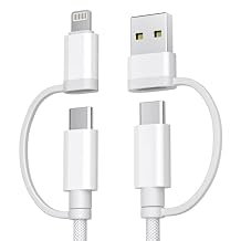Basesailor for iPhone 17 USB C to USB C Cable 10ft,4 in 1 60W Fast Charging Multi Charger Cord with USBA/Lightning Adapter for Apple 16 15 14 Mini Plus Max,MacBook Pro,iPad mini 7 6,S25 S24,Pixel 9 8