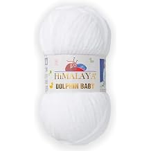 1 Skein/Pack Himalaya Dolphin Baby Chenille Yarn, Each Ball 100 gr (3.5 oz), 120 m (132 Yards), 100% Polyester, Super Bulky Baby Blanket Velvet Amigurumi Yarn, 80301 - Snow White