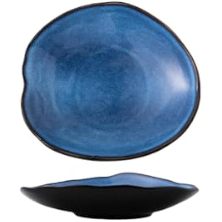 Japanese household retro ceramic irregular creative shaped plate - 10 inch shaped plate - marble gray