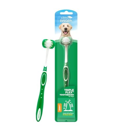 TropiClean Fresh Breath TripleFlex Toothbrush for Large Dogs | Use Toothpaste or Gel | 360-Degree Toothbrush | Complete Dental Care