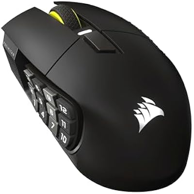 Corsair Scimitar Elite Wireless SE MMO PC Gaming Mouse 33,000 DPI, 16 Programmable Buttons, Key Slider, Elgato Virtual Stream Deck, 1,000Hz Polling, Up to 150-Hour Battery Gunmetal