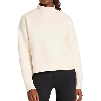 Reebok Womens Vector Mock Neck Sweatshirt, Standard Fit, Midweight Cotton-poly Fabric