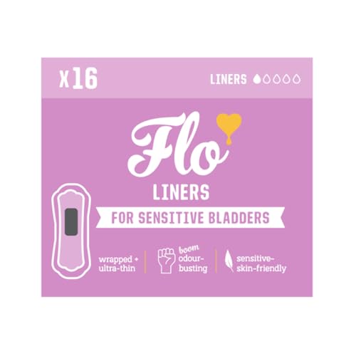 Flo - Sensitive Bladder Liners 16 Pack - Wrapped  Ultra-Thin - Absorbent, Soft & Breathable - Charcoal Core - Made with Organic Bamboo - Panty Liners for Women - Vegan & Cruelty Free