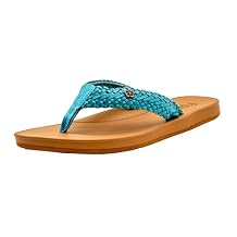 Flojos Waverly Women's Sandal, Braided Strap W/Hibiscus Studs On Memex Sandal