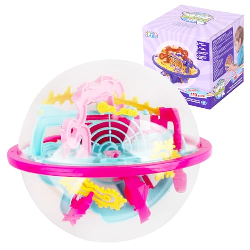 3D Maze Ball, Brain Teaser Puzzle Ball Interactive Maze Sphere Game 12cm,4.7 with 110 Obstacles Labyrinth Puzzle Ball for Kids Education Toys
