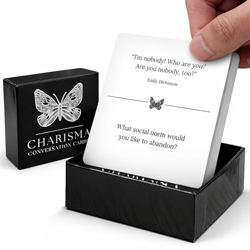 Conversation Cards Couples, Families & Friends | 54 Inspiring Quote & Icebreaker Question Cards | Meaningful Conversations for Date Nights, Gatherings & Family Time | Fun Gift