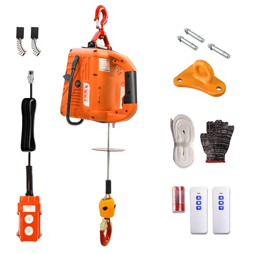 3-in-1 Electric Hoist Winch 1500W Powerful Portable 120V Winch with 1100Lbs Loading Capacity, 16 ftmin Lift Speed, 25ft Lifting Height Perfect for Garages, Warehouses, and Factories