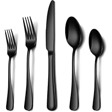 Stainless Steel Flatware Set, Black Mirror Polished Silverware, Dishwasher Safe Knife Fork Spoon