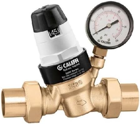 Caleffi 535761HA 535H Series Reducing Valve ASSE 1003, 1" PEX Barb with Pressure Gauge