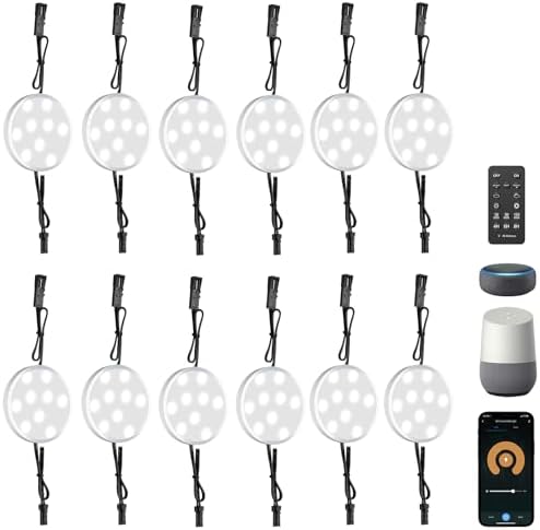 LABOREDUCER Smart Under Cabinet Lighting 12 Pack Dimmable with Alexa Google Assistant,App and Remote Control,Under Cabinet Lights Wired Plug in or Hardwired for Kitchen Counter