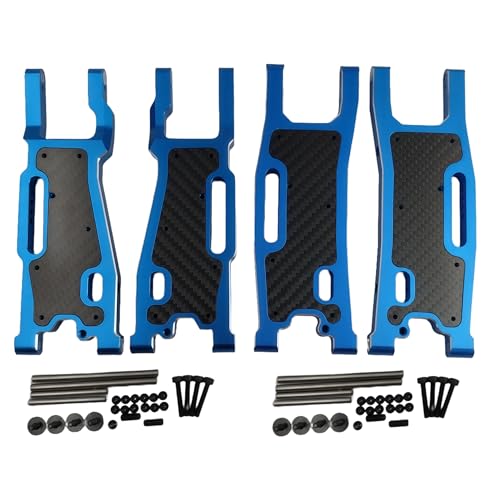 Aluminum Alloy Suspension Arms Upgrade Set for 18 Sledge 4WD #95076-4, 4Pcs Front & Rear Swing Arms with Carbon Fiber Dust-Proof Plates, Replacement #9533, #9534, #9530, #9531, #9633 Blue