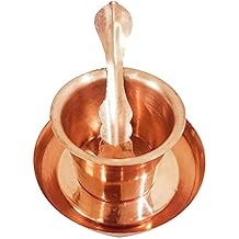 Copper Panch Patra with Achmani Pali and Copper Plate Small Size