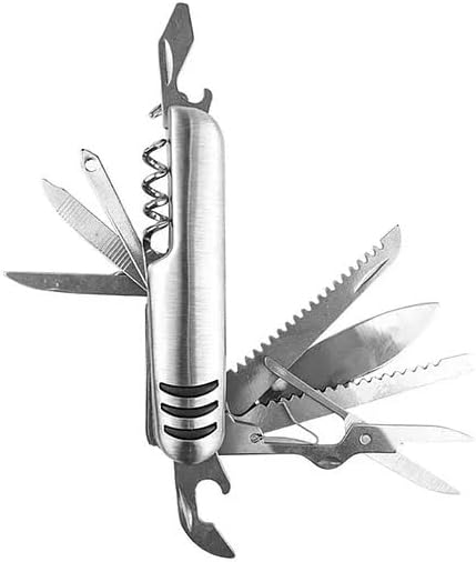 11 Function Foldable Swiss Army Knife | Multi-Purpose Camping and Outdoor Handpiece | Screwdriver, Knife, Saw, Scissors, Bottle Opener