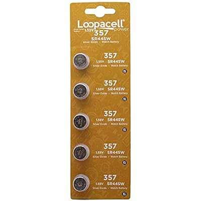 LOOPACELL 357303 Silver Oxide Batteries Pack of 5 - 1.55V Long Lasting Coin Cell Battery for Calculators, Lasers, Toys, Small Clocks, Digital Micrometers, Decorations, Holiday Ornaments