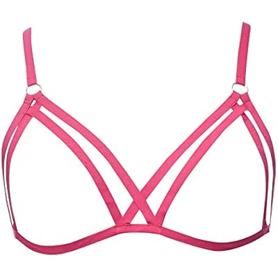 Women Sexy Elastic Harness Lingerie Porn Cupless Cage Bra Hollow Out Bandage Strappy Naughty Bustier Exotic Bra Top