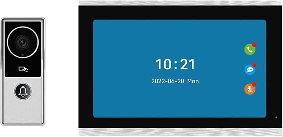 10" Screen 1080P 2MP HD 4pin Wired WiFi Video Doorbell Intercom System, Remote Phone Tuya APP Control, Support Phone Unlock Motion Detection IR Camera 1 doorbell + 1 Monitor