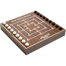 Nine Mens Morris Board Game, Marble Strategy Game, Solid Wooden Game Set with 18 Marbles, 2 Player Games, Ancient Board Games, 9 Mens Morris Game Mill, Marble Board Game Wooden (Walnut)