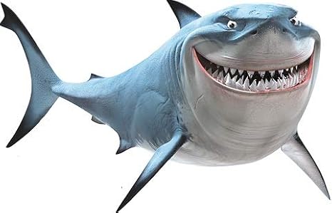 14 Inch Bruce The Shark Fish are Friends Removable Peel Self Stick Wall Decal Sticker Art Bathroom Kids Room Home Decor Boys Girls 14x9 inches Tall