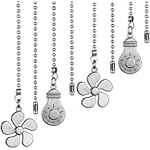 Ceiling Fan Pull Chain Kit - 4PCS 12 Inch Extension with Ball Chains Connector (Silver Nickel)