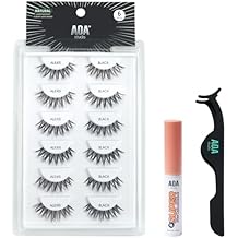 AOA Studio 6 Pairs Alexis Natural Handmade False Eyelashes with Glue and Tweezer Lash Kit Natural Volume Reusable Fake Eyelashes 100 Percent Handmade Cruelty Free