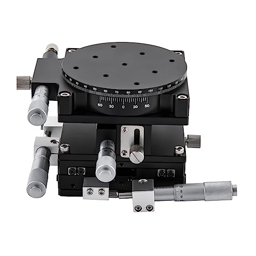 Manual Linear Position Stage LT90-LM, 0.01 mm Accuracy X,Y, Z, R Axis Moving Sliding Table with Locking Screw, Lightweight Manual Linear Positioning Stage for Measuring Devices, Testing Machines