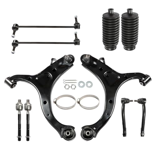 labwork 10Pc Front Suspension Kit Front Lower Control Arms Ball Joint Assembly Driver and Passenger Side Tie Rod End Sway Bar Link Kit Replacement for Santa Fe 2007-2012