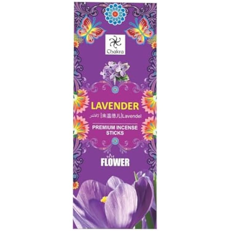 Chakra Lavender Incense Sticks Pack of 6 120 Sticks Total | Natural Hand-Rolled Aromatherapy Sticks for Relaxation, Meditation & Air Purifying