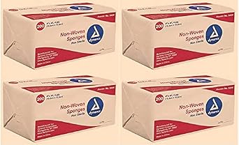 Dynarex Non-Woven Sponges, Non-Sterile, Gauze, for Cleansing, Prepping and Dressing, Highly-Absorbent, Less Linting, 4-Pack, 4"x 4", 4 Ply, 800 Sponges (Packaging May Vary)