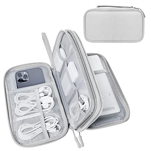 Electronics Organizer Travel Case,Electronic Accessories Storage Bag,Portable Waterproof Cable Organizer Bag,Travel Cord Organizer Bag for Small Charging Cord Storage,Cables,SD Card-Grey