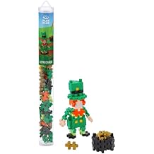 PLUS PLUS 3D Puzzle Building Block Set, 70 Mini Interlocking Pieces, Fun Holiday Activities for Kids - Leprechaun Mini Maker Tube