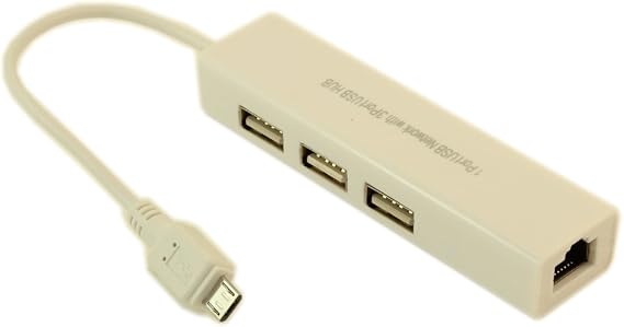 MyCableMart 3 Port USB 2.0 Hub and Networking Port (RJ45 Micro-USB Source Connector