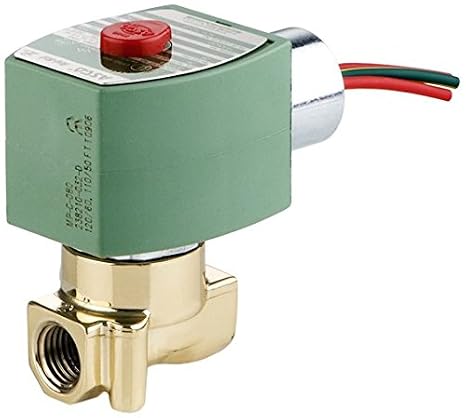 ASCO 8262H001-120/60,110/50 Brass Body Direct Acting General Service Solenoid Valve, 1/8" Pipe Size, 2-Way Normally Closed, Nitrile Butylene Sealing, 3/64" Orifice, 0.06 Cv Flow, 120V/60 Hz, 110V/50 H