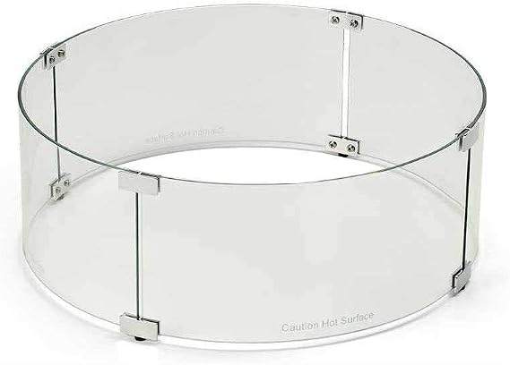 HPC Fire Round Fire Pit Glass Wind Guard (WG23-RD), 23-Inch