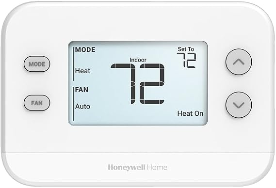 Honeywell Non-Programmable, 3H/2C Heat Pump, 2H/2C Conventional, Large Display Thermostat, TH1320U4002