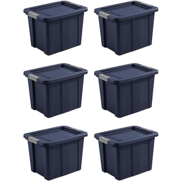 Sterilite 6-Pack Storage Bins with Lids, Heavy Duty Totes, Tuff1, 18 Gallon, Dark Indigo